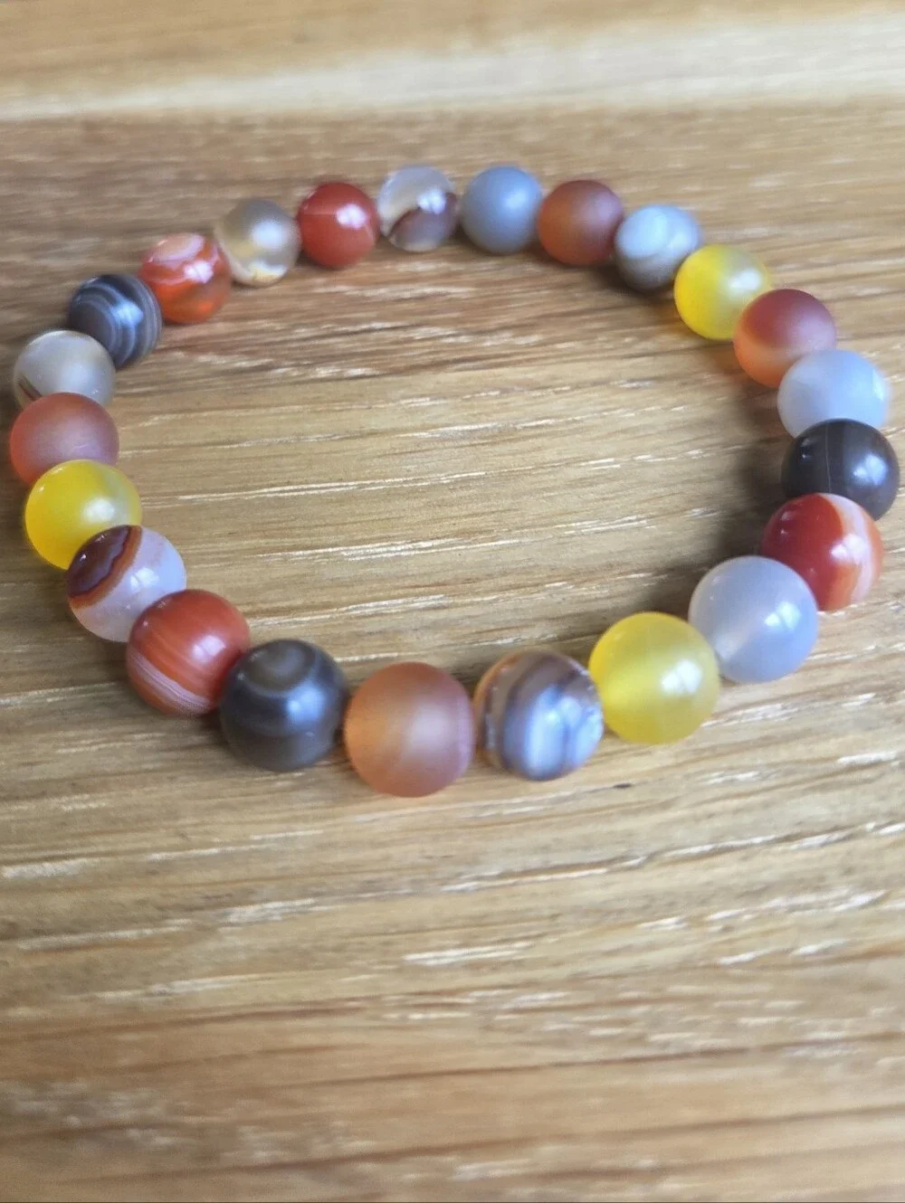 Carnelian & Agate Beaded Stretch Beaded Bracelet | Handmade